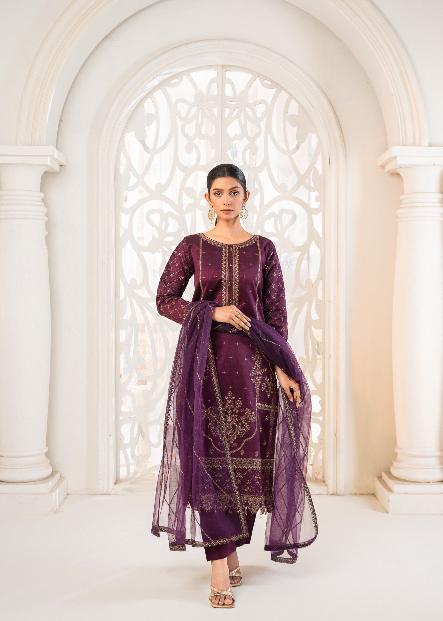 Khubsurat 4041 KH S.KTN Plum Embroidery Women 3pcs