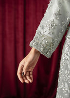Khubsurat 3800 KH OR Aqua Embroidery Pearl Embellishment Gown Women 4pcs
