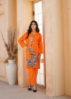 Hamna Kalim Royal Two Piece Ensemble: Embrace Regal Style Orange Women 2pcs