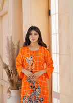Hamna Kalim Royal Two Piece Ensemble: Embrace Regal Style Orange Women 2pcs