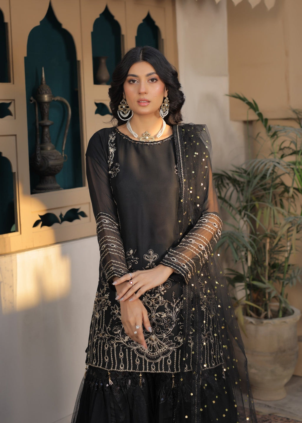 Pehnawa Fashion LAVISH BLACK GHARARA Women 3pcs
