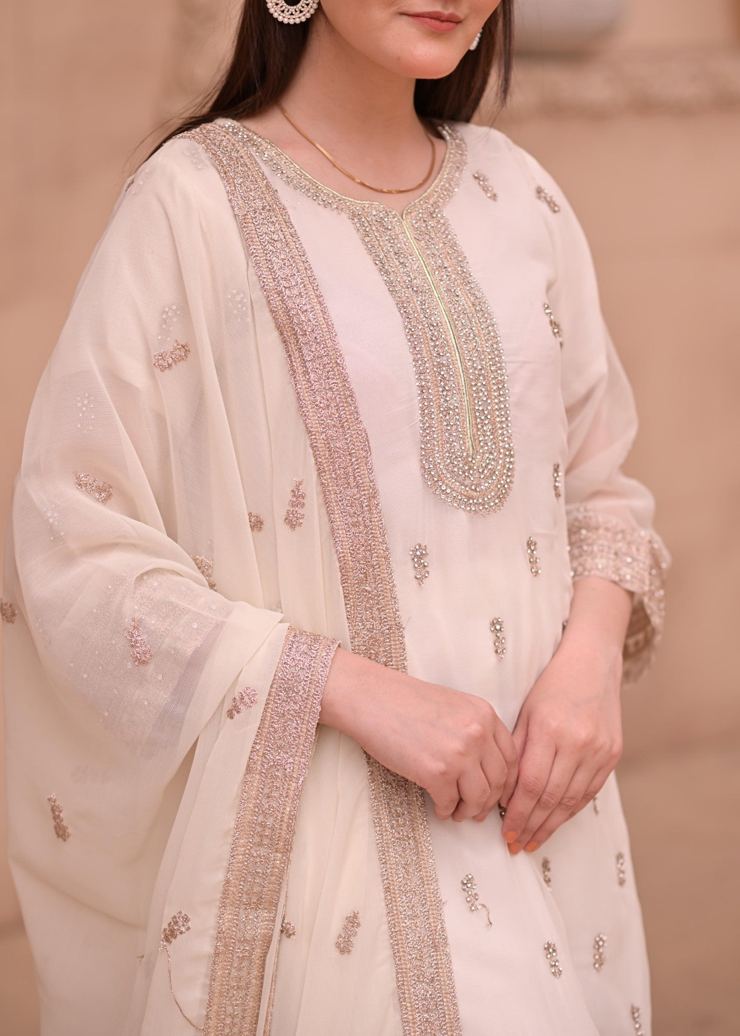 Rangoon Clothing Hooriya White Women 3pcs