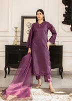 Naaz Couture Dark Purple Raw Silk Suit Women 3pcs