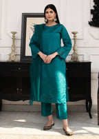 Naaz Couture Sea Green Raw Silk Suit Women 3pcs