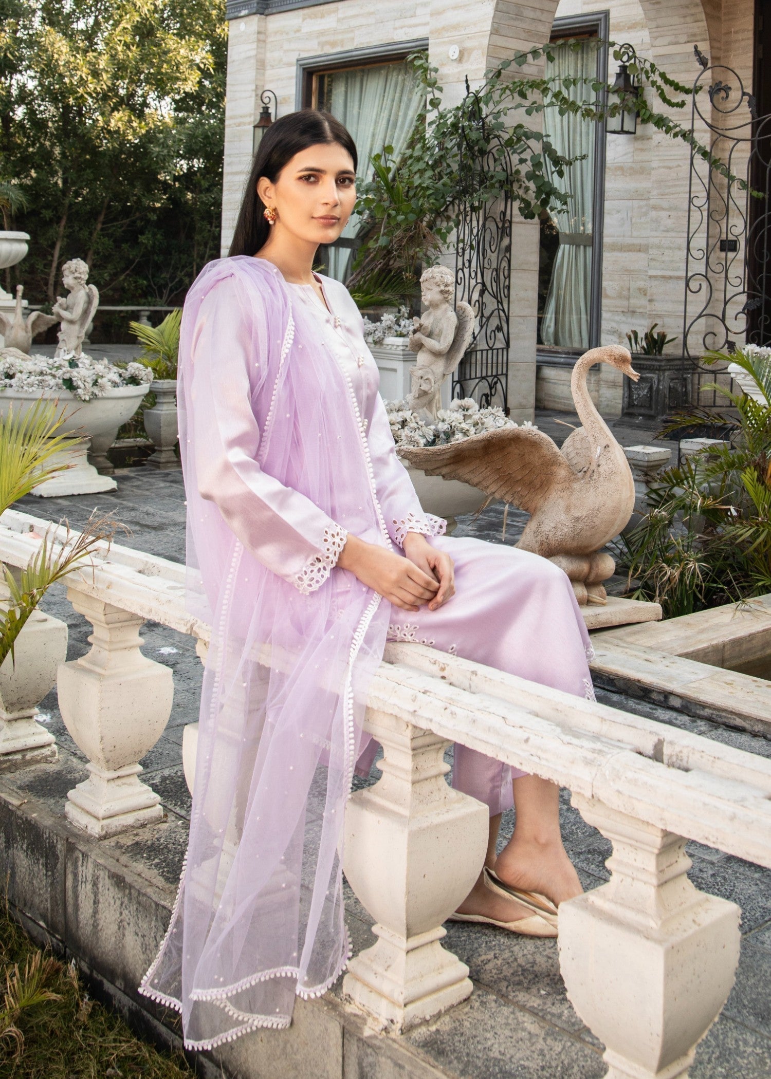 Naaz Couture Lilac Raw Silk Suit Women 3pcs