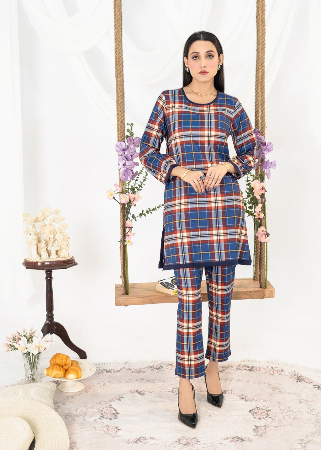 Vestilewear Check Pattern Women Co Ord Sets Stitched Suit (All Season) VW08 Women 2pcs