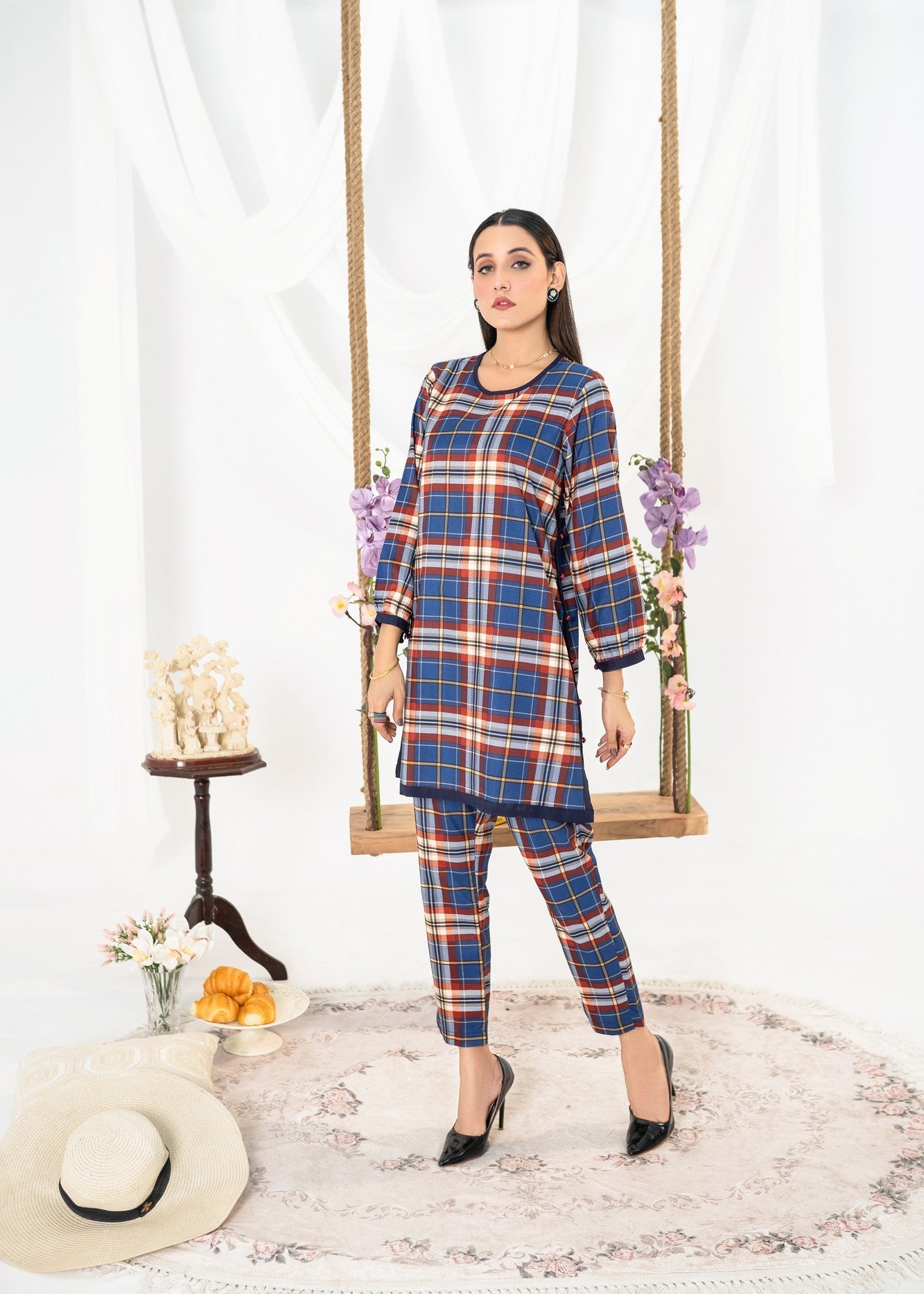 Vestilewear Check Pattern Women Co Ord Sets Stitched Suit (All Season) VW08 Women 2pcs