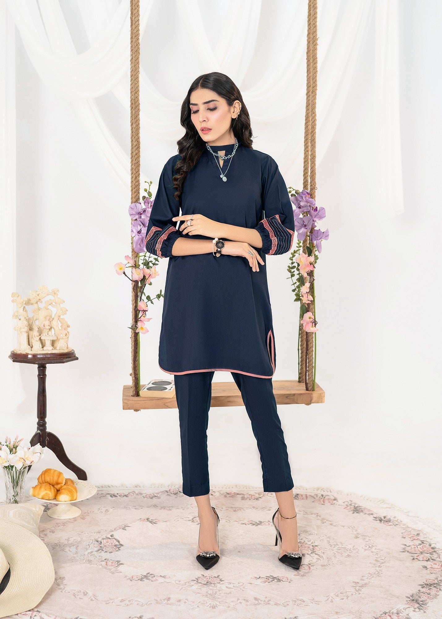 Vestilewear Navy Blue Women Co Ord Sets Stitched Suit (All Season) VW13 B Women 2pcs