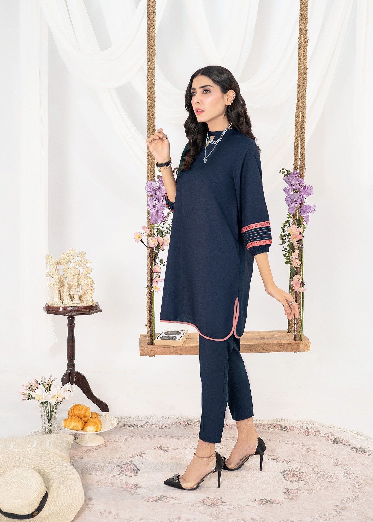 Vestilewear Navy Blue Women Co Ord Sets Stitched Suit (All Season) VW13 B Women 2pcs