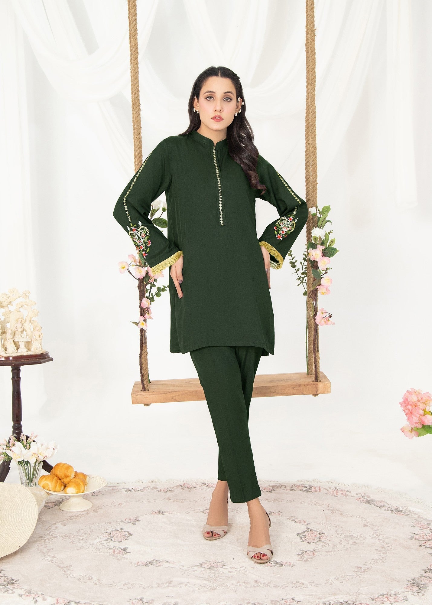 Vestilewear Green Women Kurta Set Stitched Suit VW12 A Women 2pcs