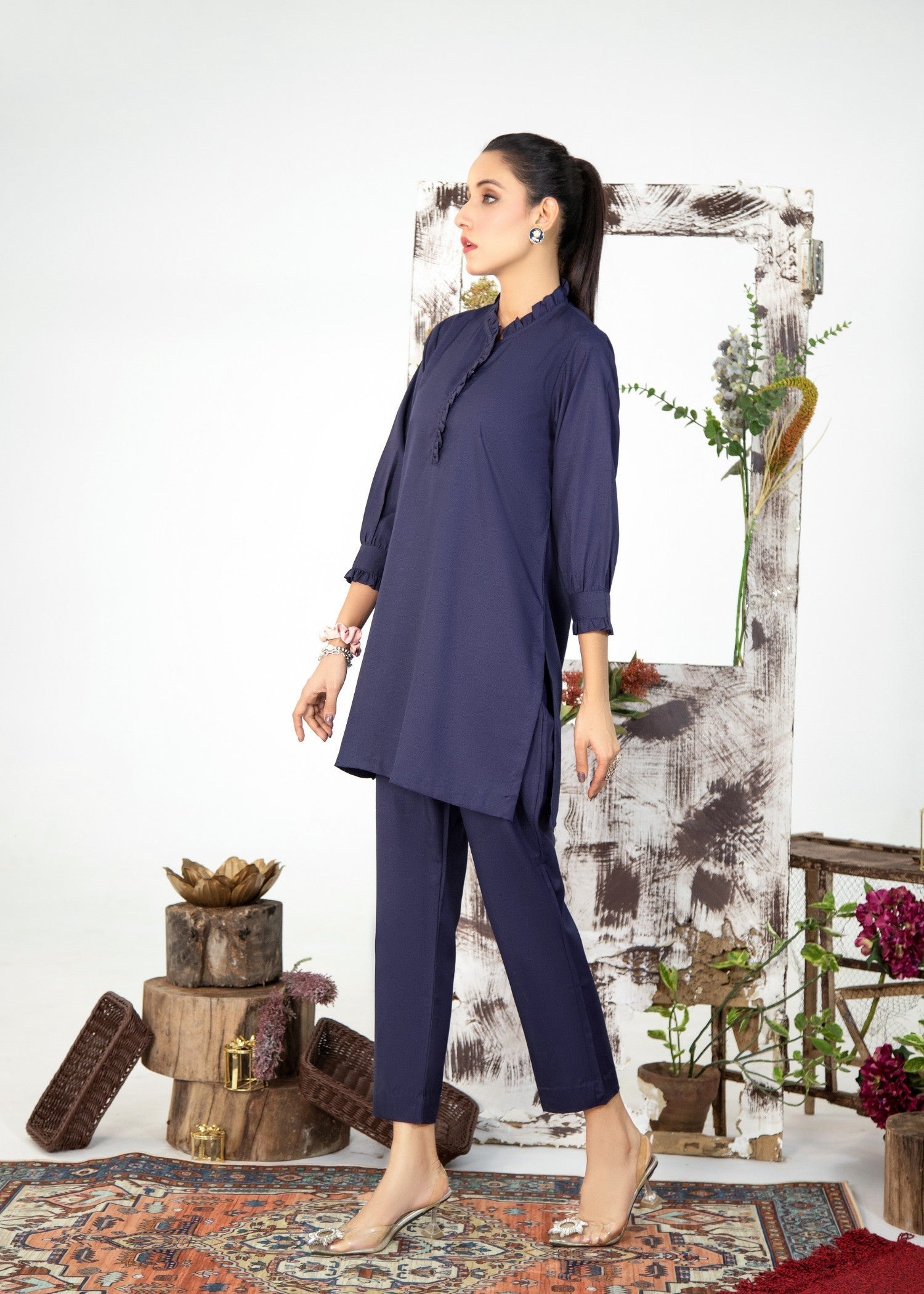 Vestilewear Navy Blue Women Co Ord Sets Stitched Suit (All Season) VW01 B Women 2pcs