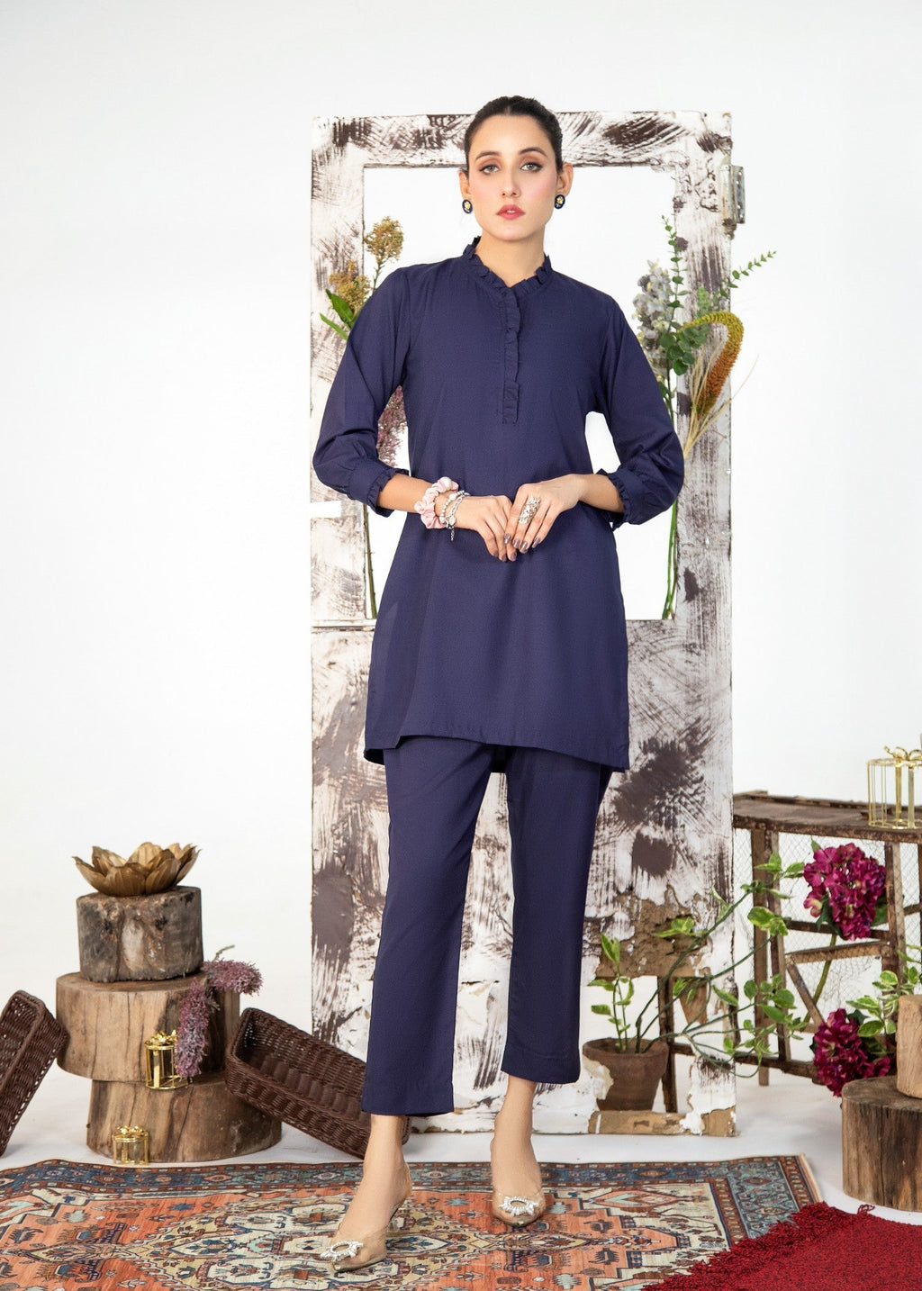 Vestilewear Navy Blue Women Co Ord Sets Stitched Suit (All Season) VW01 B Women 2pcs