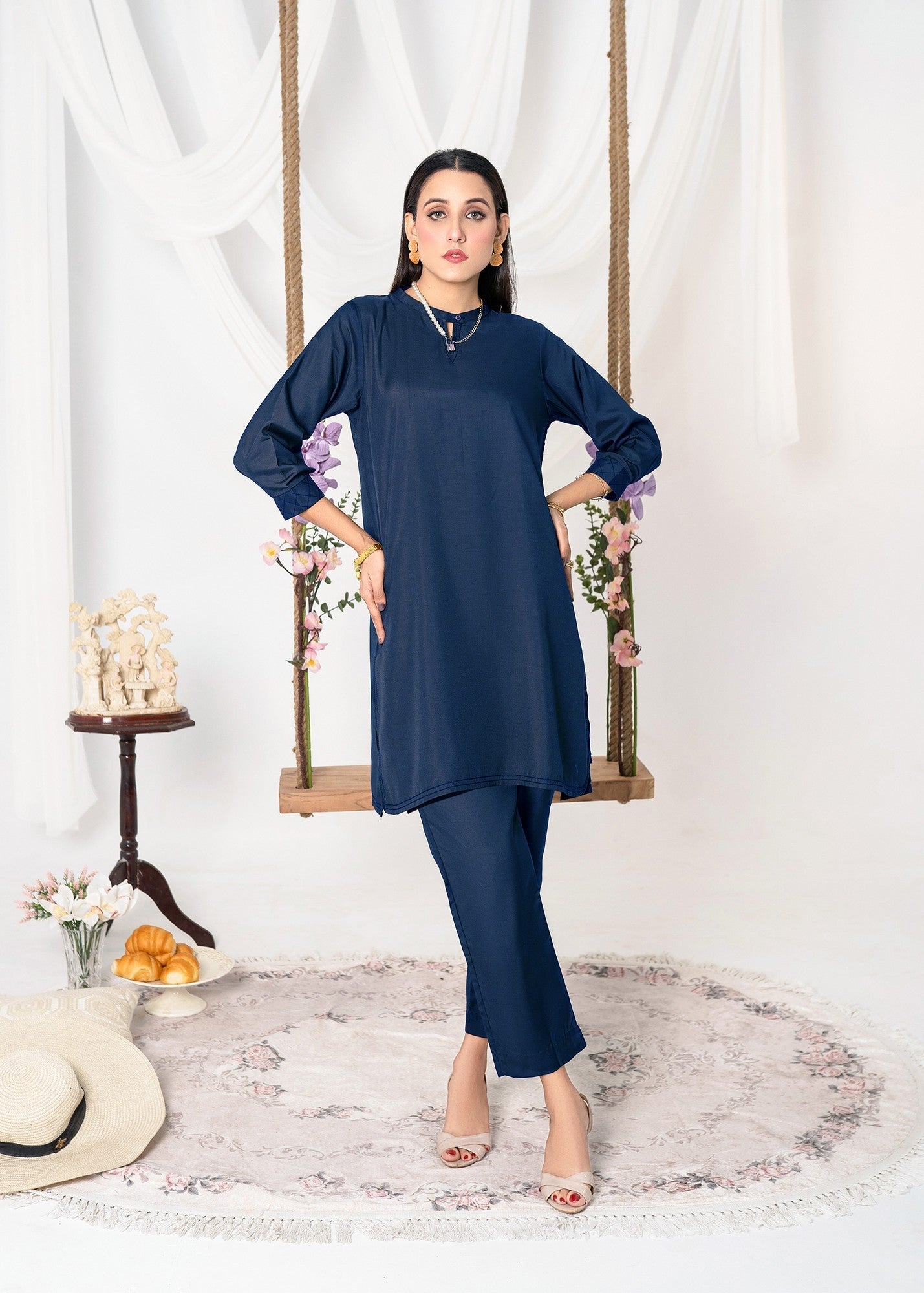 Vestilewear Blue Women Co Ord Sets Stitched Suit (All Season) VW04 B Women 2pcs