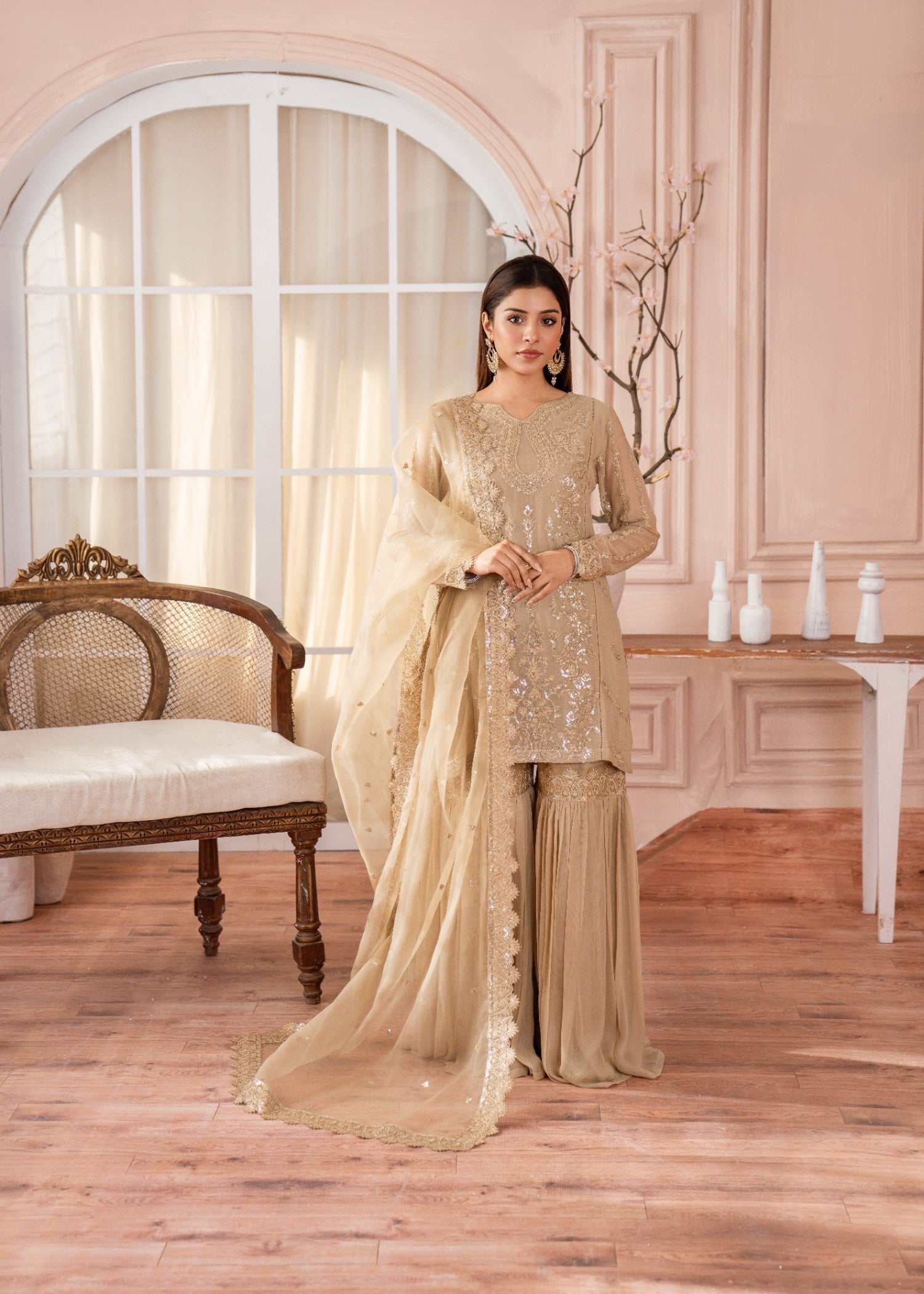 Alyssa GOLDEN GHARARA SET ALL112 Women 3pcs