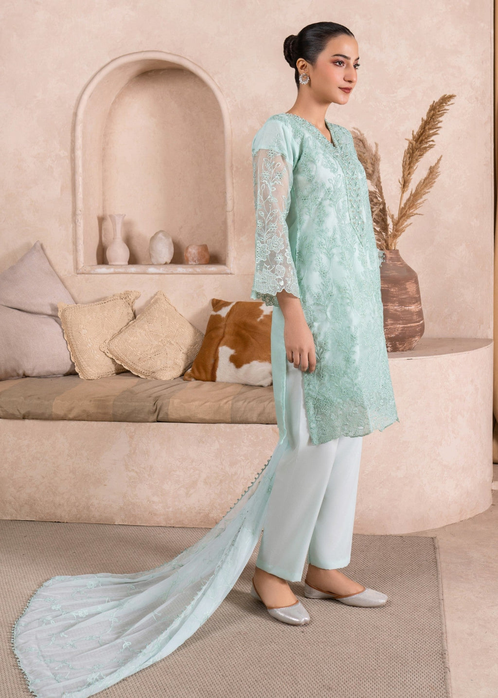 Four Season Boutique CHICKEN KARI ORGANZA ICEBLUE Women 3pcs