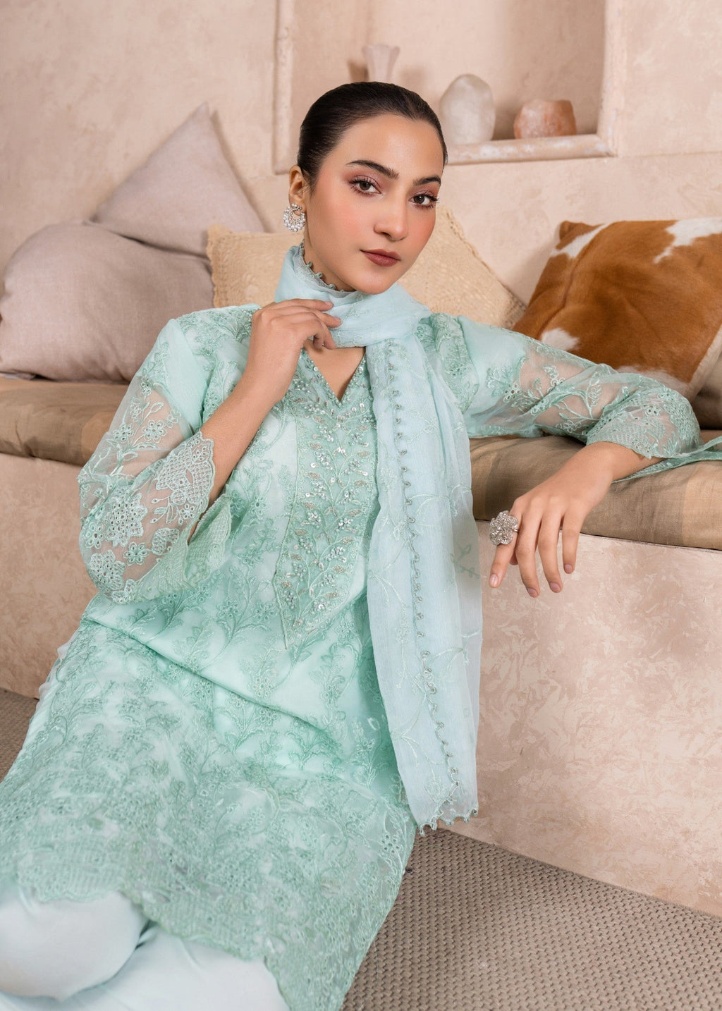 Four Season Boutique CHICKEN KARI ORGANZA ICEBLUE Women 3pcs