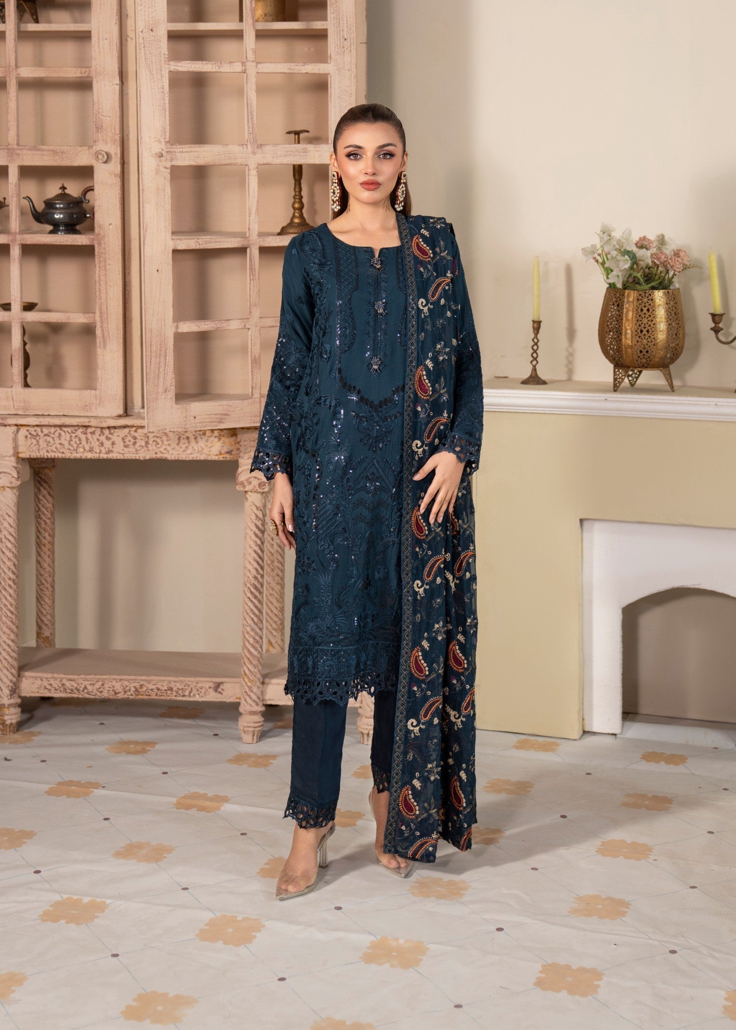 Sajni Fashion 3102 Neay blue Women 3pcs
