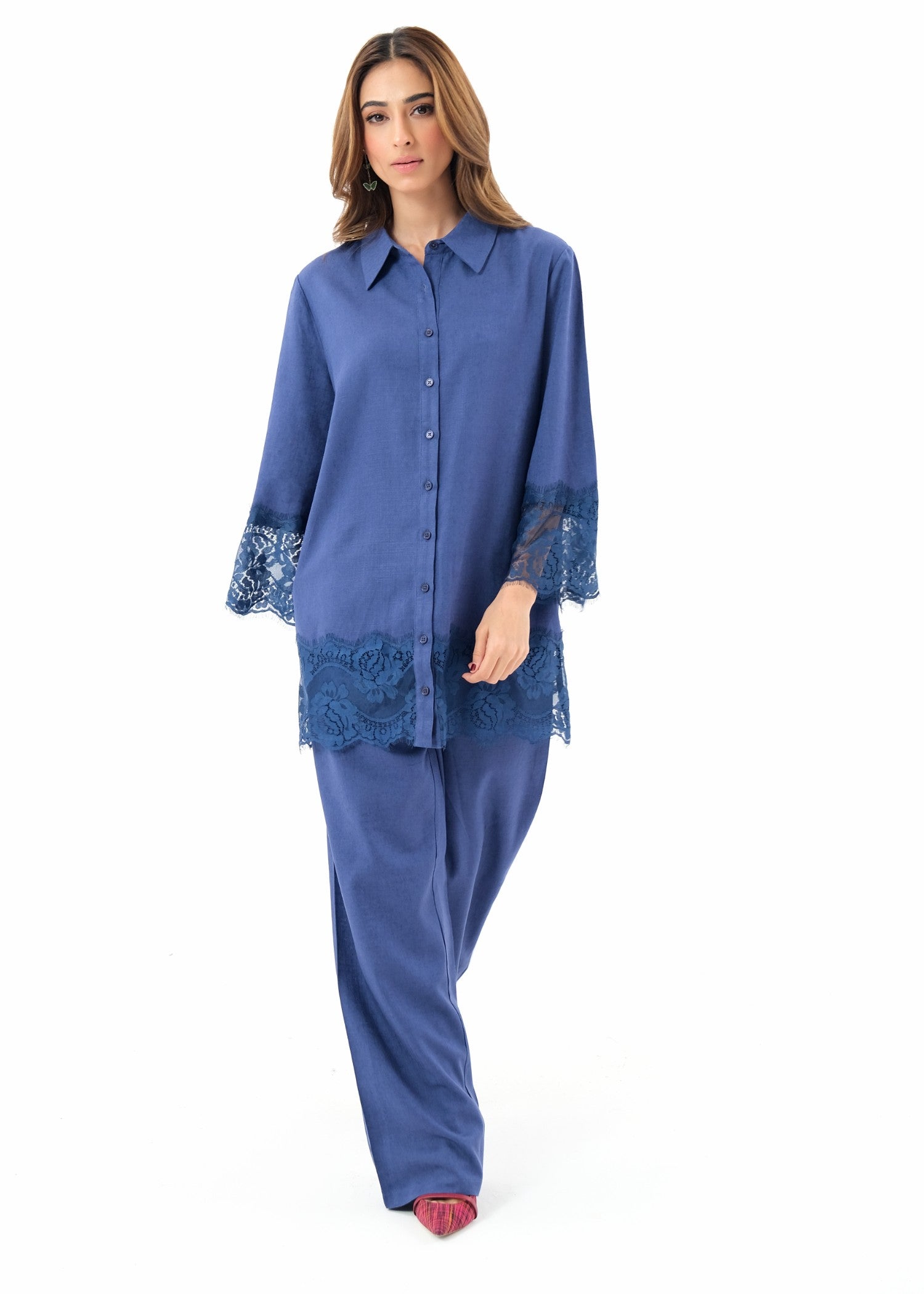 Noor By Saadia Asad D2 Blue LACE Women 2pcs
