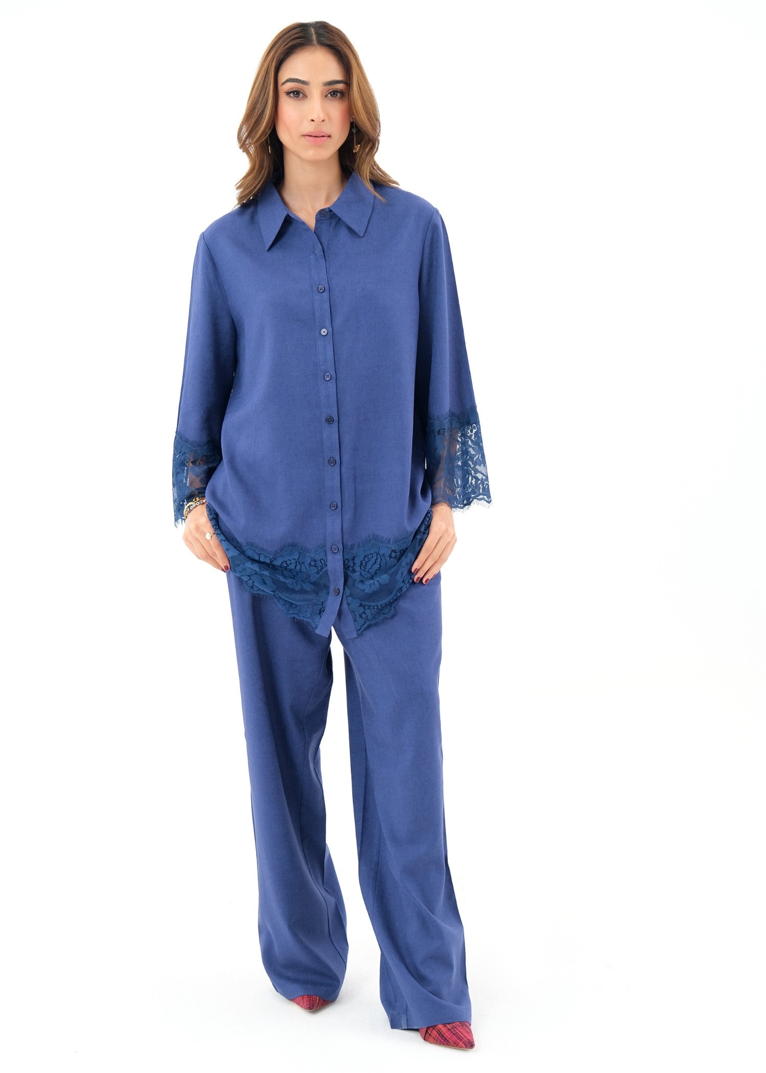 Noor By Saadia Asad D2 Blue LACE Women 2pcs