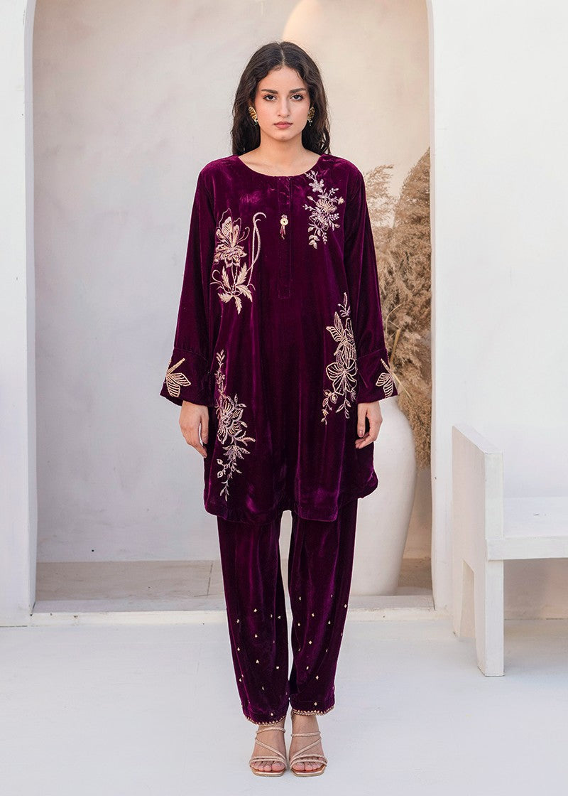 Kross Kulture 01251 Velvet Embroidered Suit Women 2pcs