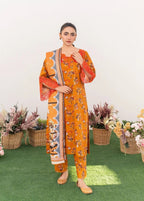 Dada Potta Stitched Orange Cambric Cotton Women 3pcs