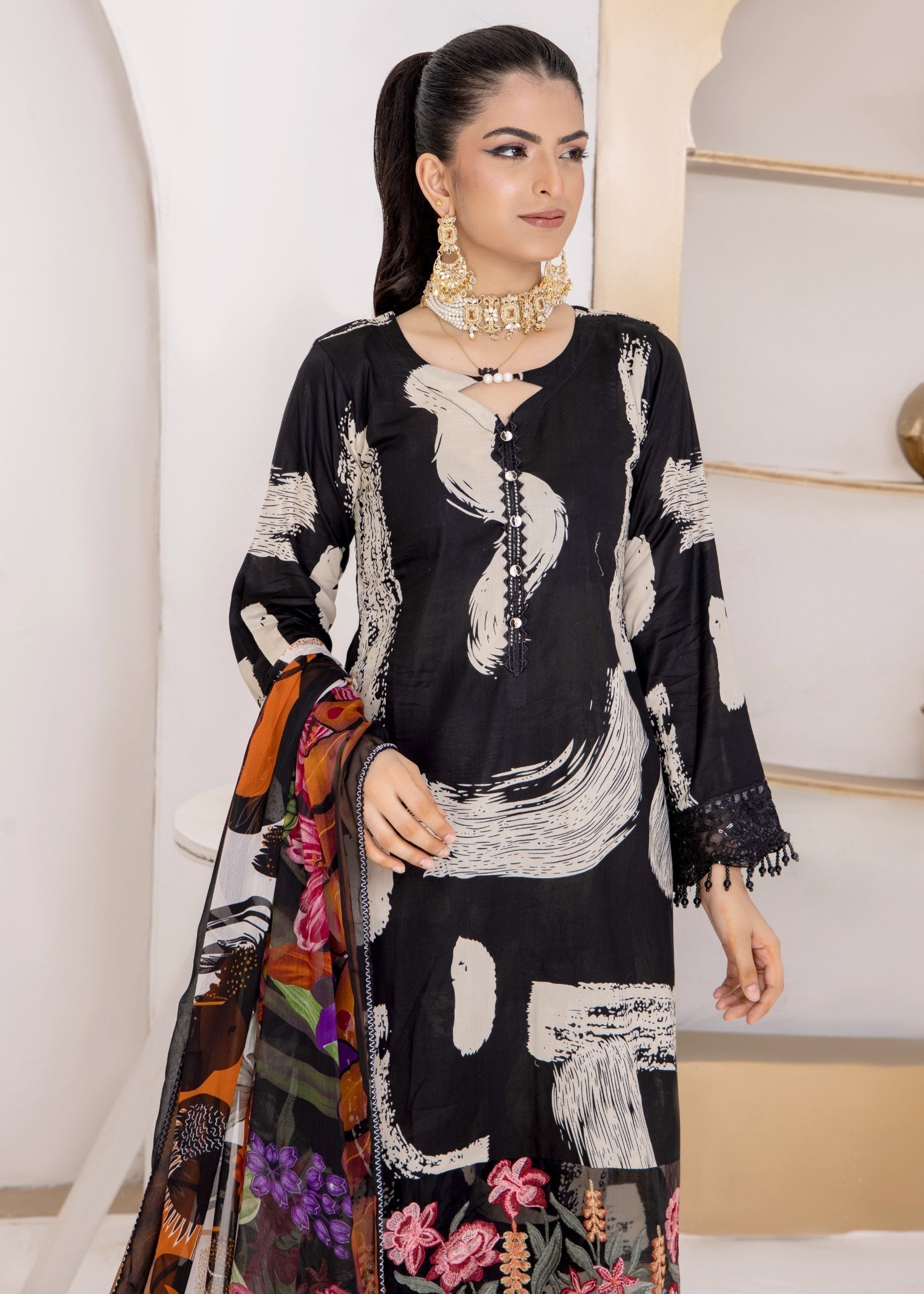 Polawn PD 24 604 A NAINA PRET LAWN COLLECTION Women 3pcs