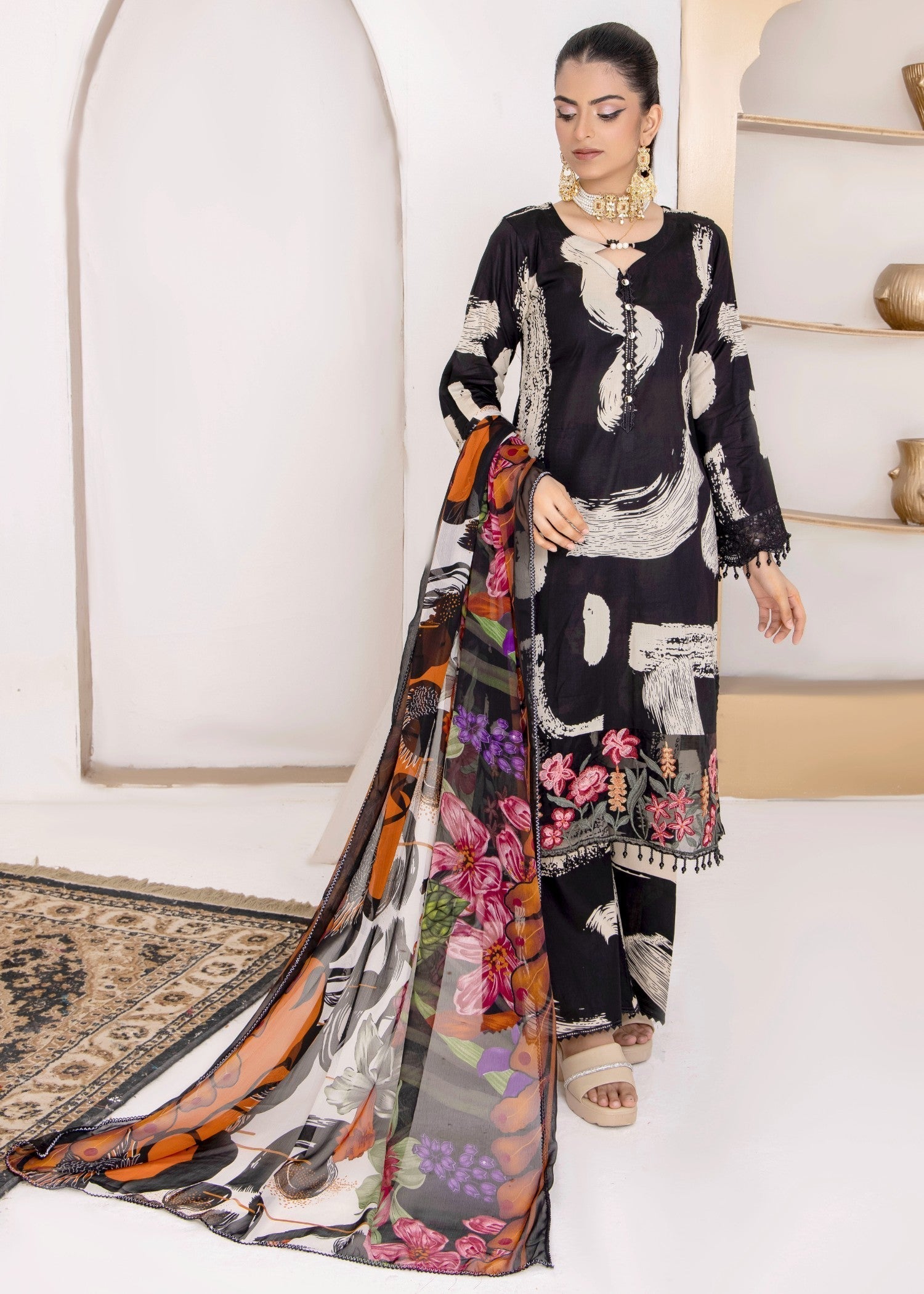 Polawn PD 24 604 A NAINA PRET LAWN COLLECTION Women 3pcs