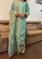Suits By Sadia Raw silk minty Women 3pcs
