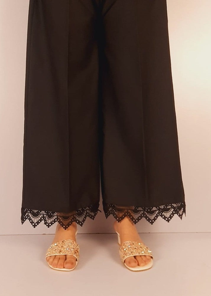 Zardi Cotton Palazzo With Bottom Lace – Black – ZT511 Women 1pcs