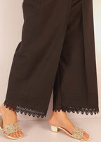 Zardi Pintuck Cotton Palazzo With Bottom Lace Black ZT411 Women 1pcs