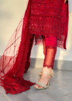 Suits By Sadia Mushq red imaan Women 3pcs