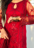 Suits By Sadia Mushq red imaan Women 3pcs