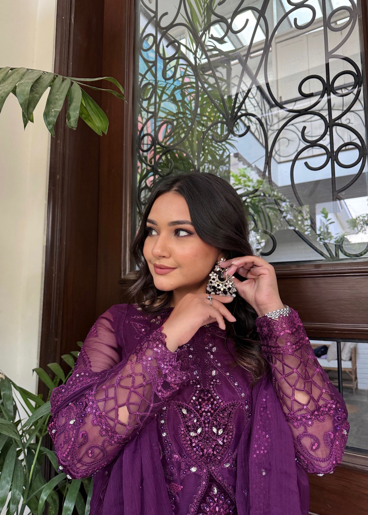 Suits By Sadia Purple chiffon Women 3pcs