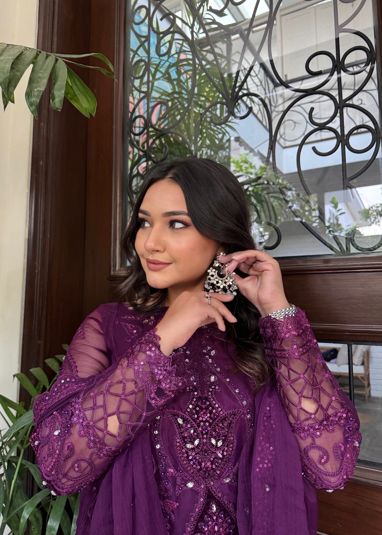 Suits By Sadia Purple chiffon Women 3pcs