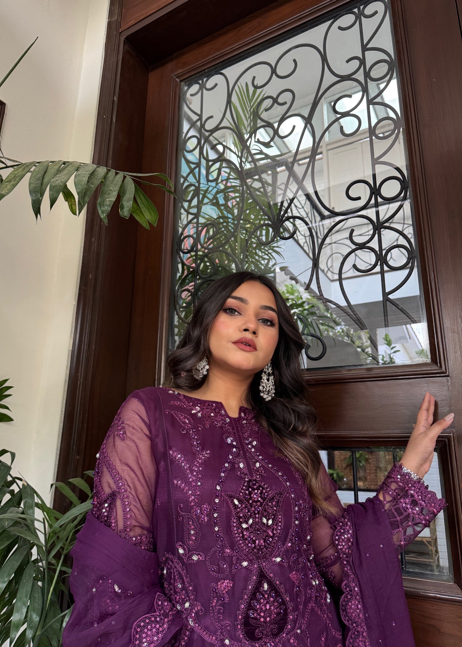 Suits By Sadia Purple chiffon Women 3pcs