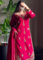Suits By Sadia Raw silk pink shehnai Women 3pcs