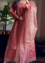 Suits By Sadia Kattan silk peachy pink Women 3pcs