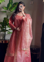 Suits By Sadia Kattan silk peachy pink Women 3pcs