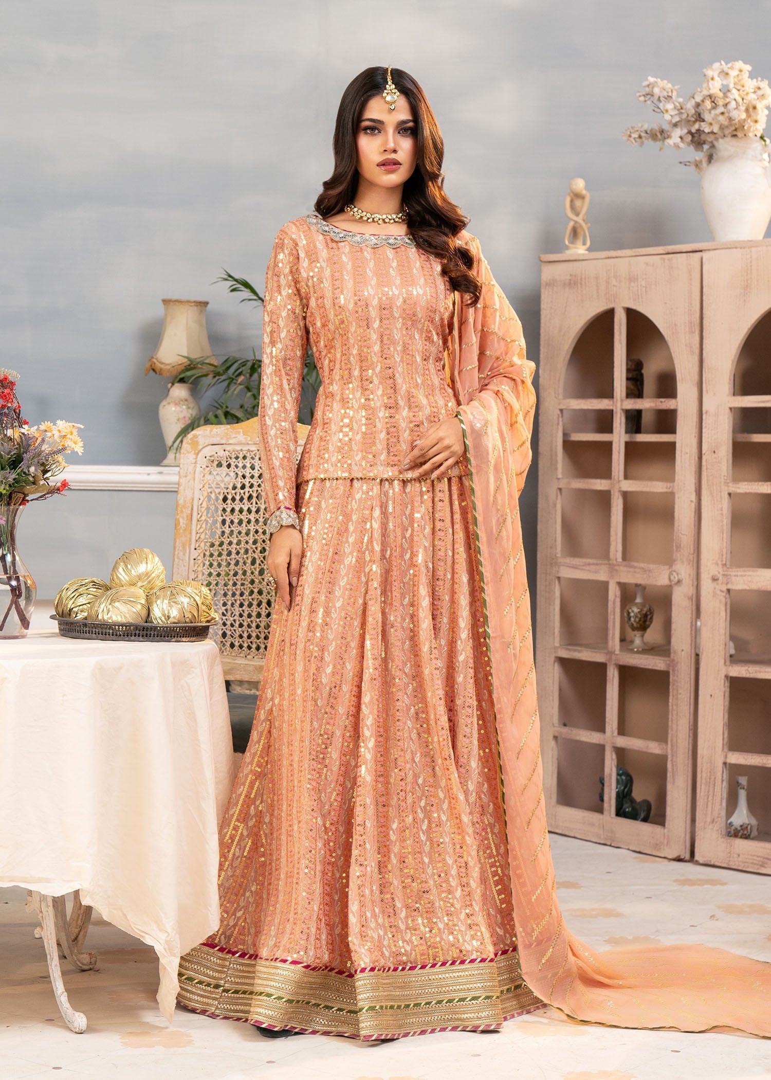 Ayesha Closet Shadmani Peach Fantasy Women 3pcs