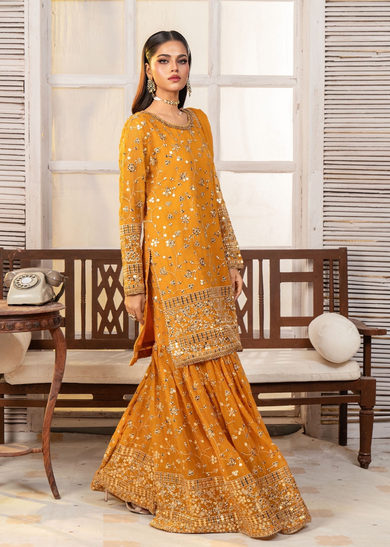 Ayesha Closet Mehdi Mustard Women 3pcs