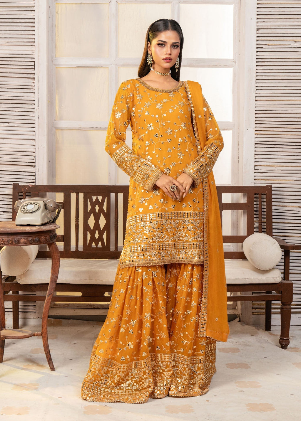 Ayesha Closet Mehdi Mustard Women 3pcs
