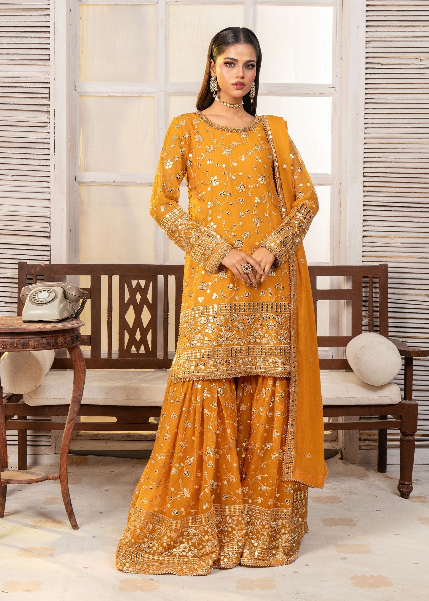 Ayesha Closet Mehdi Mustard Women 3pcs