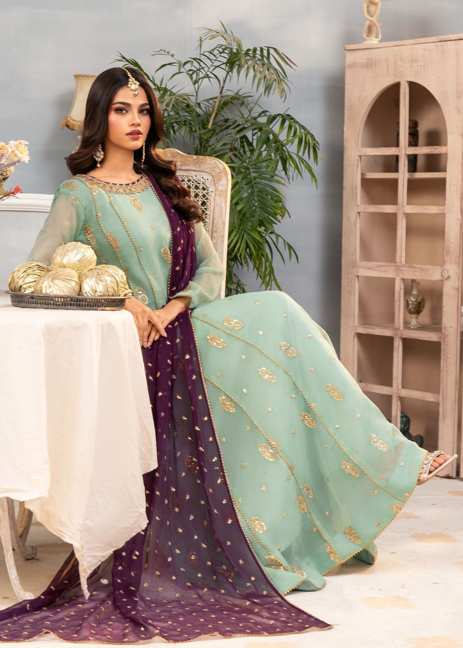 Ayesha Closet Gulnaar Pastel Green Women 3pcs
