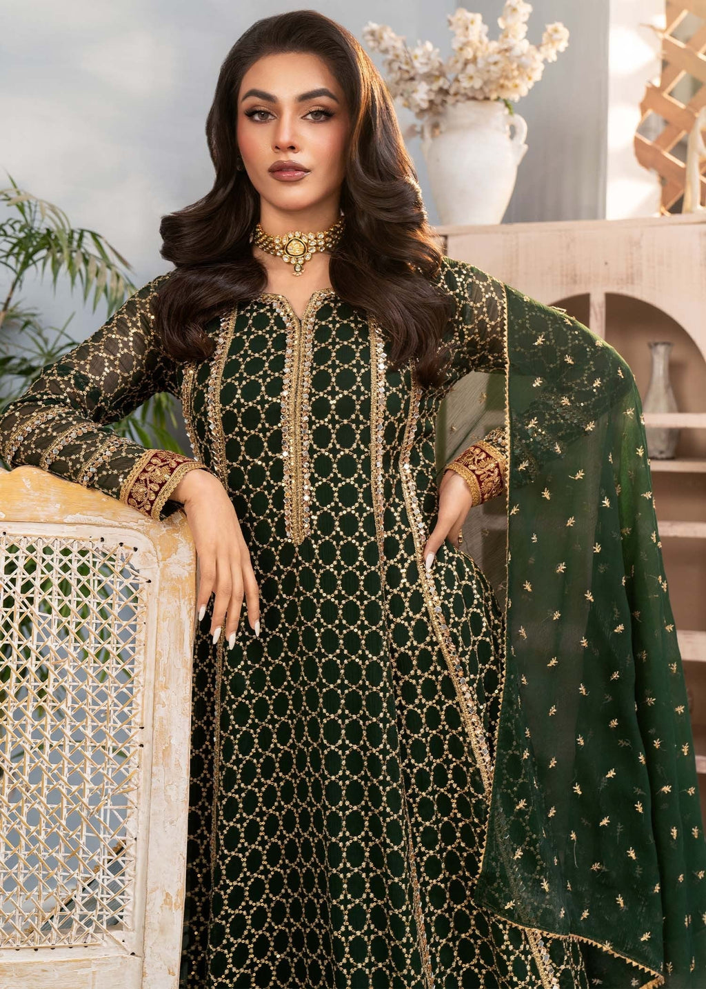 Ayesha Closet Shehzadi Bottle Green Women 3pcs