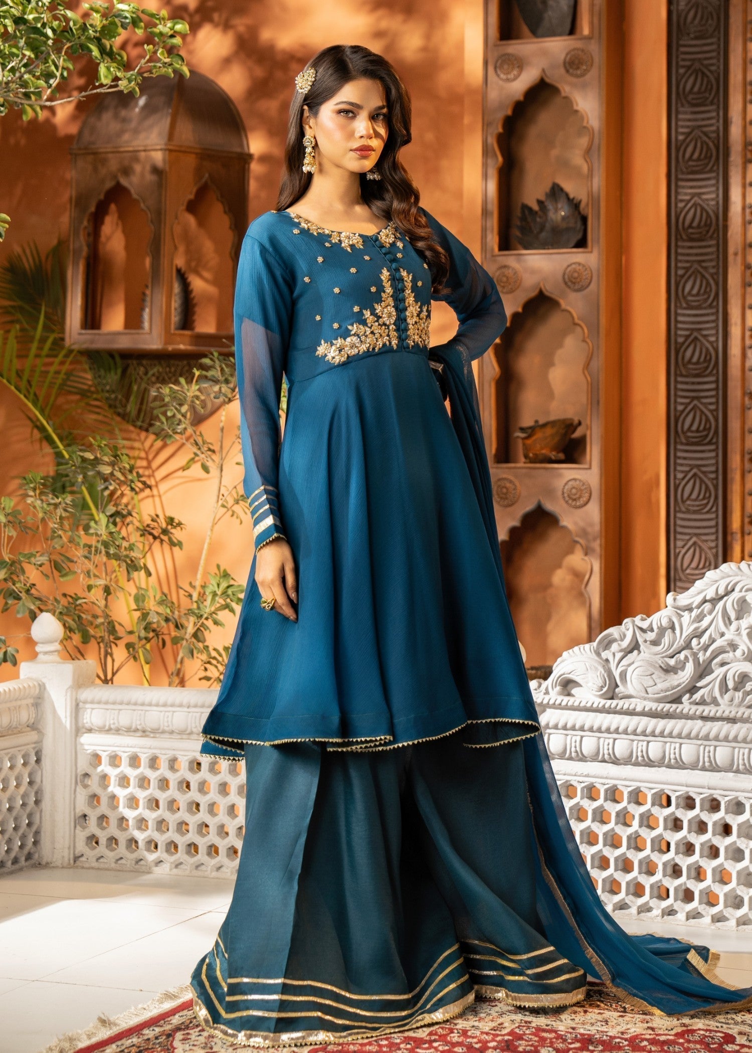 Maira Fashion Teal Sharara 01 Women 3pcs