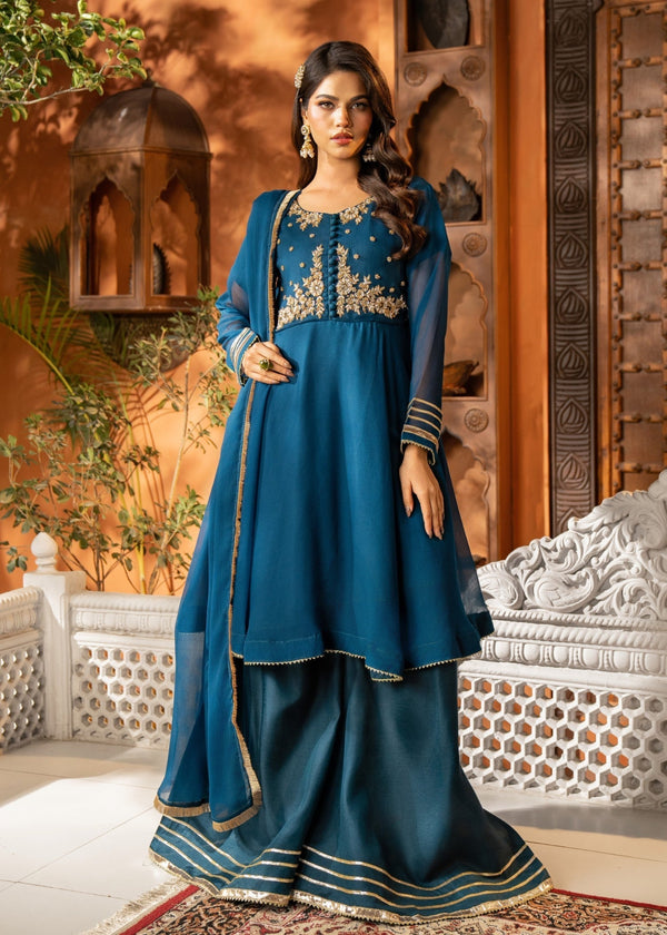 Maira Fashion Teal Sharara 01 Women 3pcs