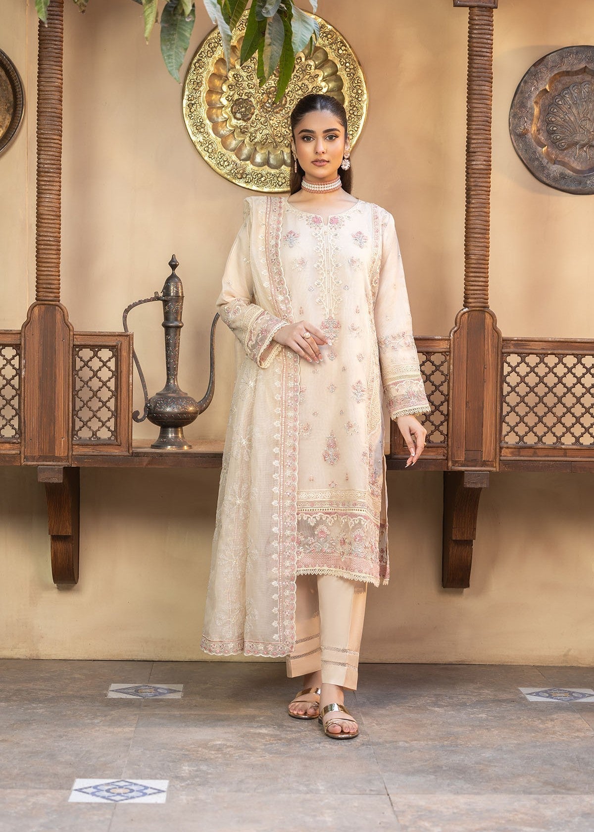 Bin Tayyab (BT006046 CRM) Women 3pcs