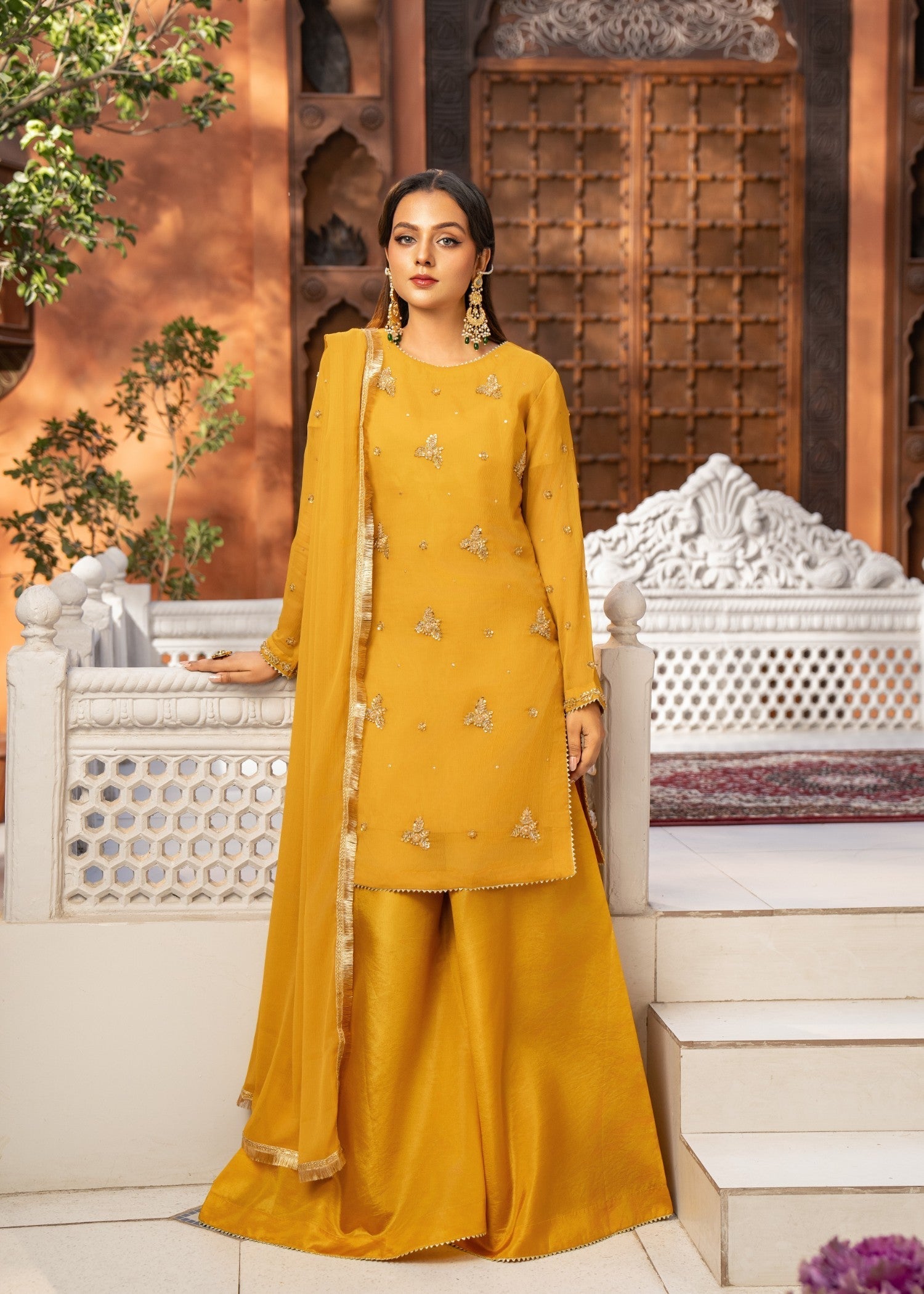 Maira Fashion Mustered Sharara Women 3pcs