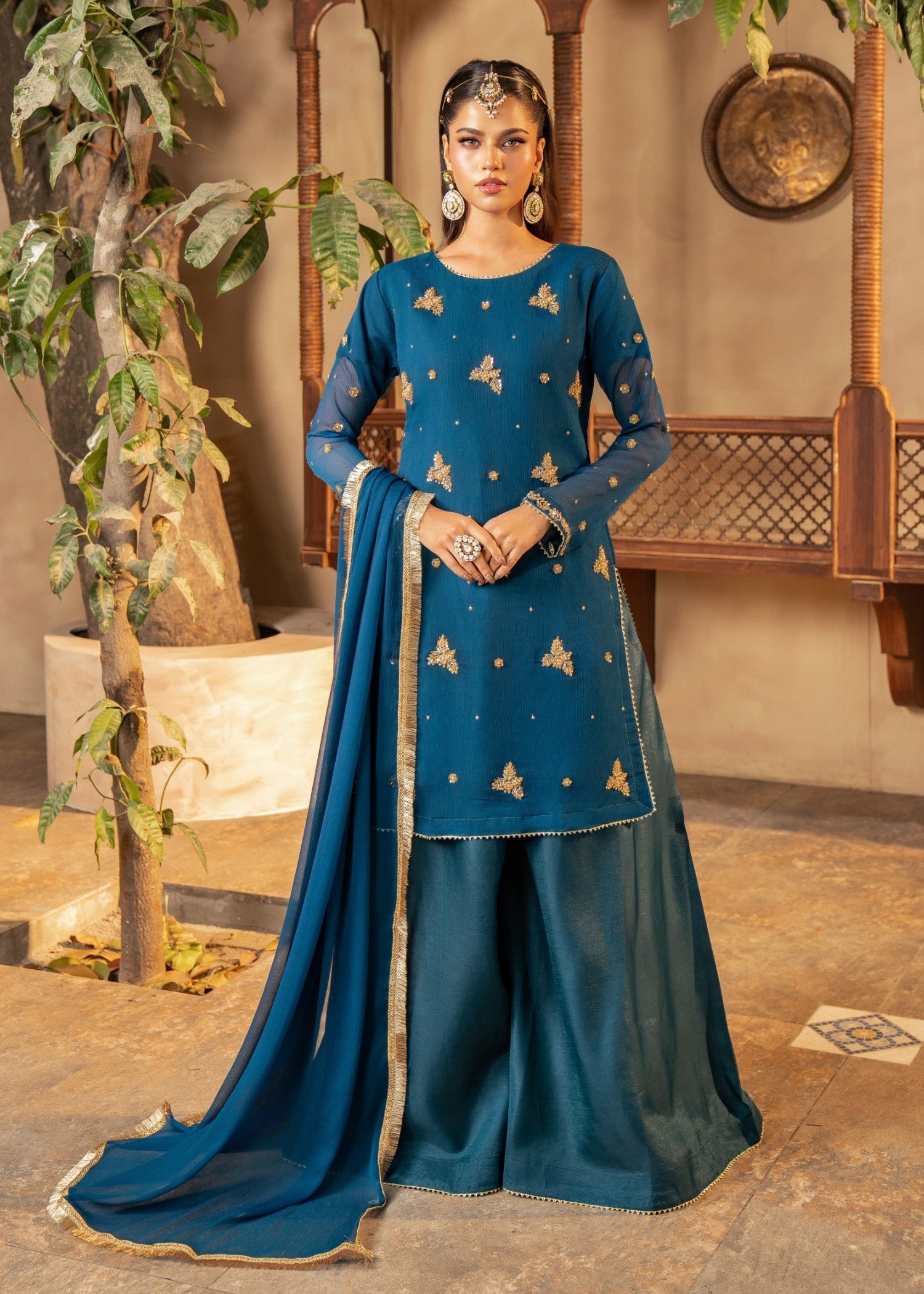 Maira Fashion Blue Sharara 10 Women 3pcs