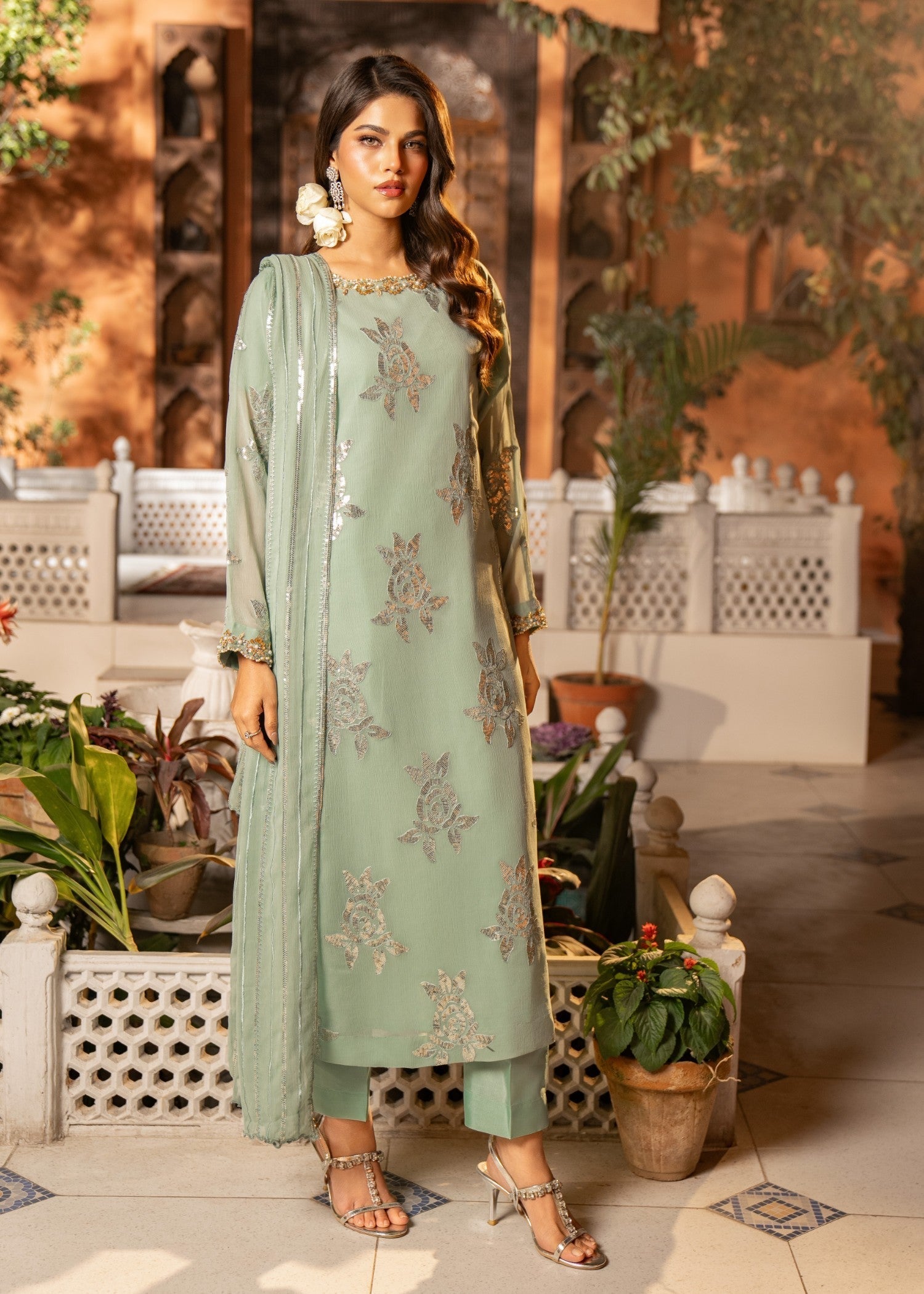 Maira Fashion Pastel Green Kurta Set 12 Women 3pcs